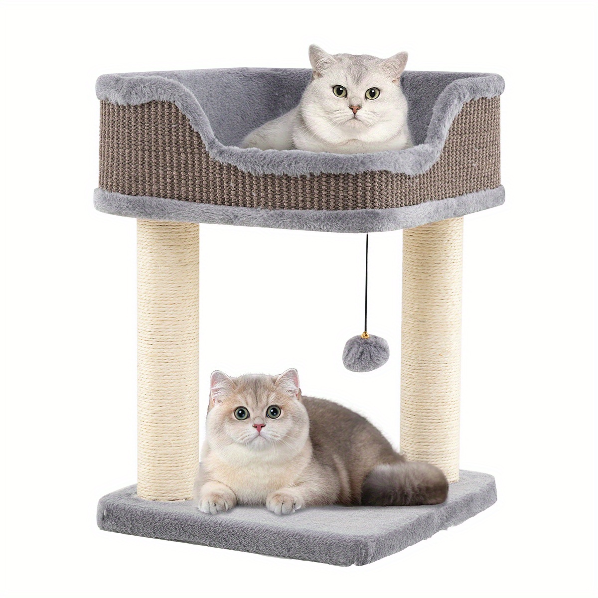 TEMU Árbol para Gatos de Interior, para Mascotas con Plataforma de Peluche Cómoda, Postes de Sisal para Afilar Uñas, Colgante, Mueble de