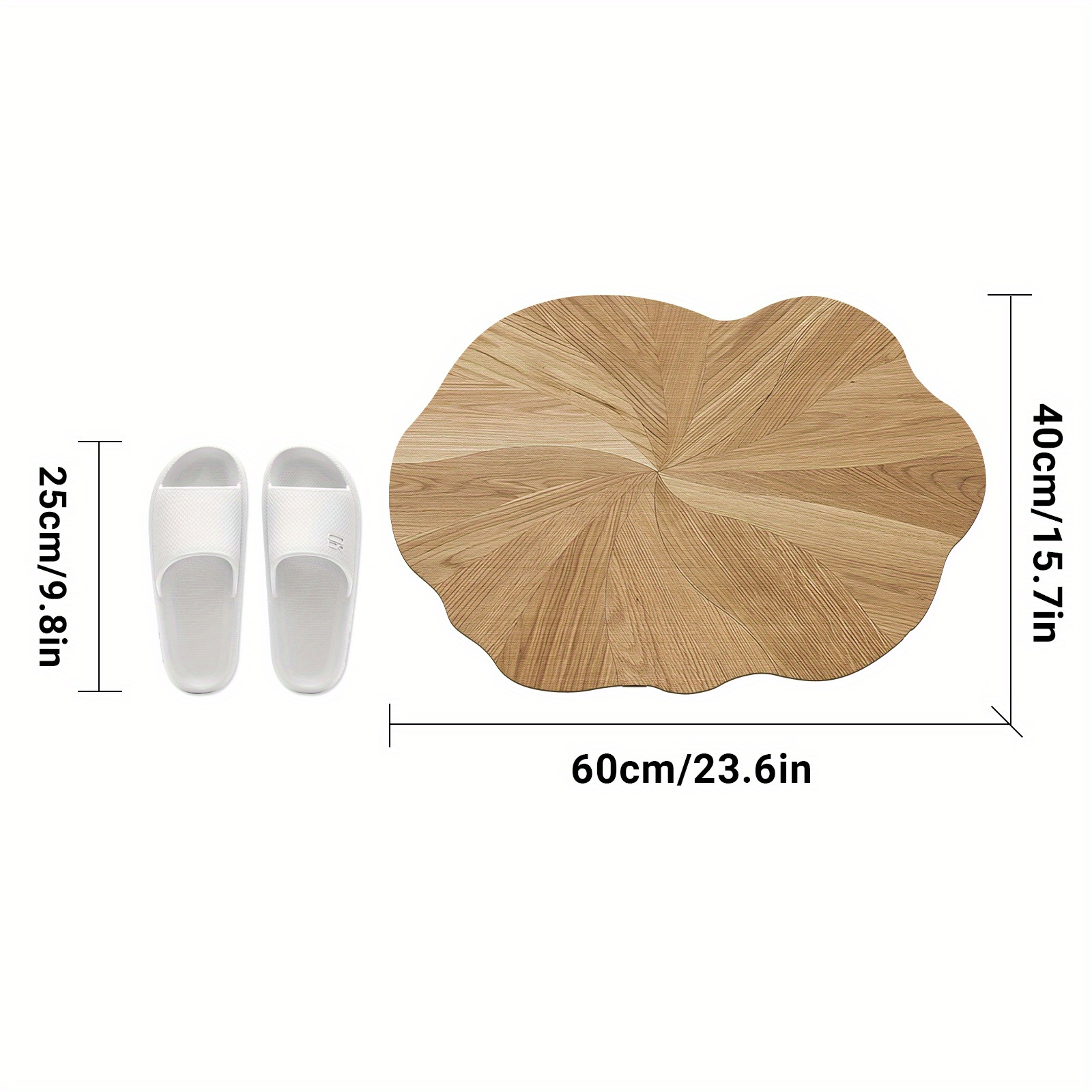TEMU Alfombra de baño con de madera irregular de 1 pieza, alfombra de baño con base de goma súper antideslizante, y absorbente, secado rápido, tapete