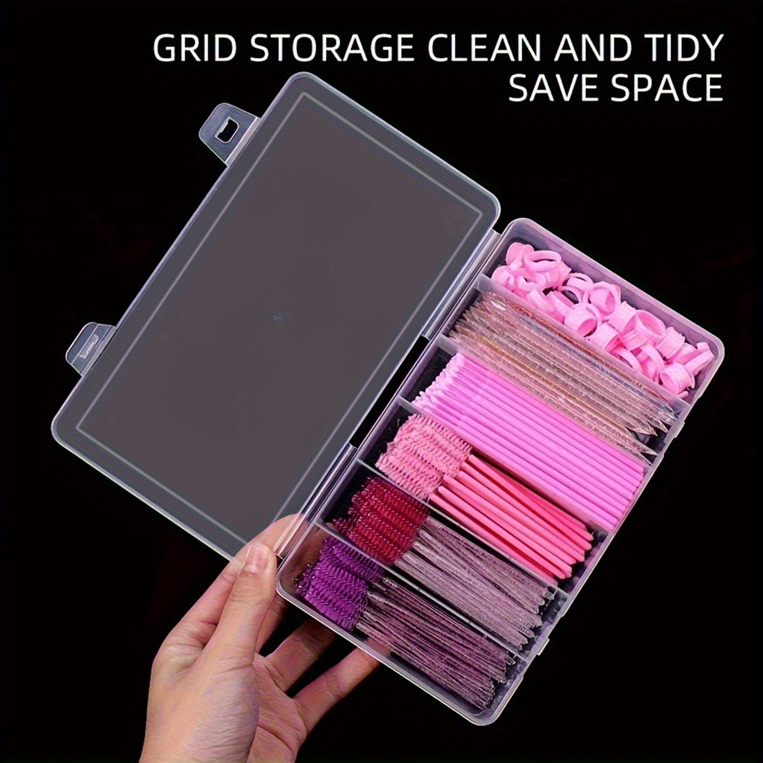 1-pack 6-compartment Clear Eyelash Storage Case | Travel-friendly, Durable Makeup Organizer With Snap Closure | Space- Design For Eyelash Extensions & Tools