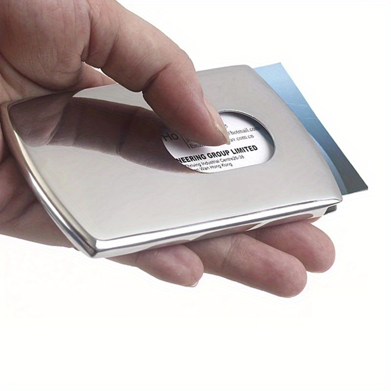 

Sleek Stainless Steel Business Card Holder - Portable, For Men And Women, Accessory With Easy Card Push , Business Card Holder For Desk