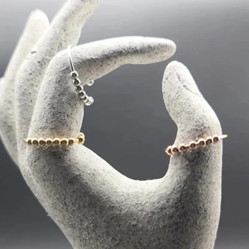 1pc stainless steel ring with a rotatable bead opening Product details 2