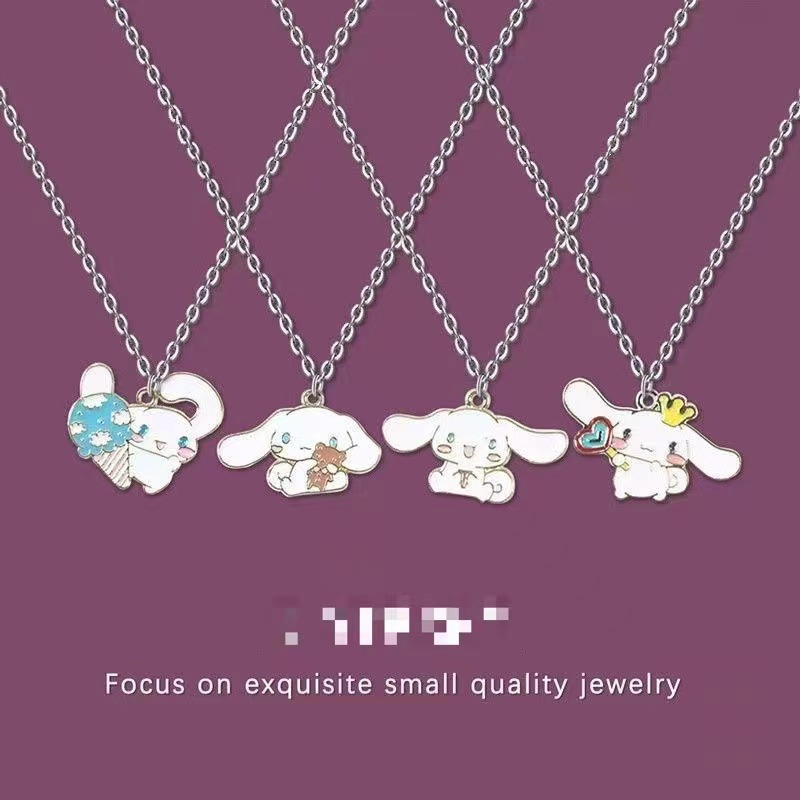 

4pcs Of Officially Licensed Sanrio Cinnamoroll Necklaces For Men And Women, Featuring Cute Cartoon Pendants And Style, Ideal And , Suitable For Sweaters.