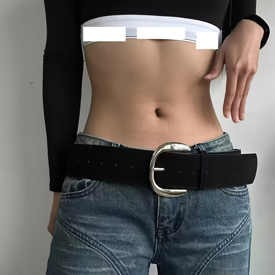 TEMU 1pc Vintage Western Matte Brown Belt For Women - Wide Sturdy Casual Belt With , Casual Attire & Versatile Style