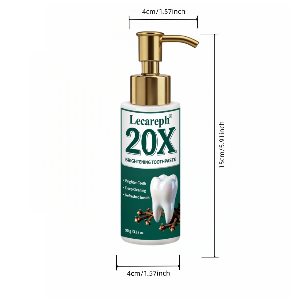 Image of Lecareph 20x Toothpaste For Men. 10% Hydroxyapatite & Niacinamide. Natural Mint. Removes Stains When Brushing, Protects Enamel, Whitens Teeth, Breath. Gentle, For Daily Yellow Teeth Care.