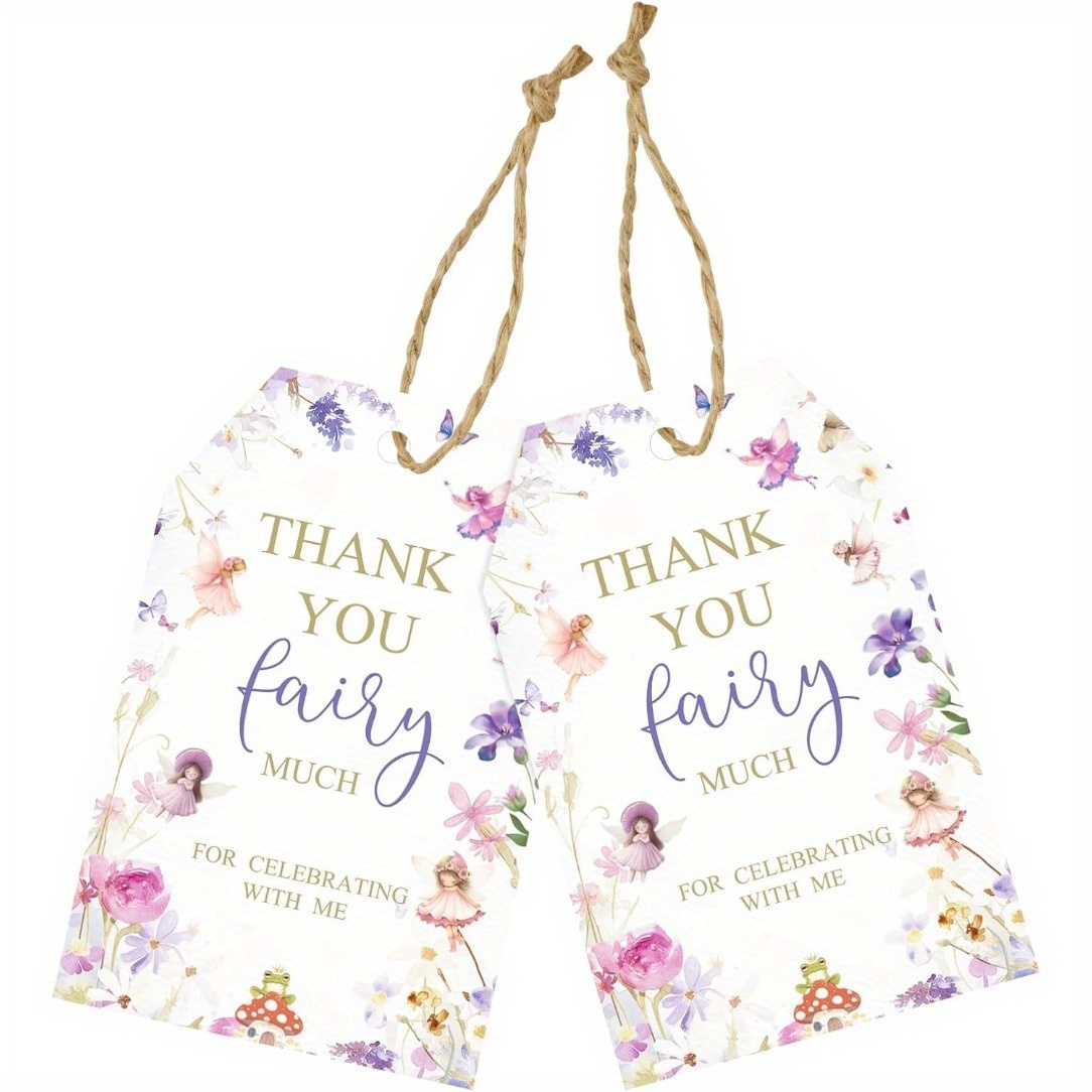 TEMU Set Of 50 Thank You Labels With String, Whimsical Gift Tags Measuring 3.3x2.1 Inches, Party Favors, Classic Birthday Celebrations, And Baby