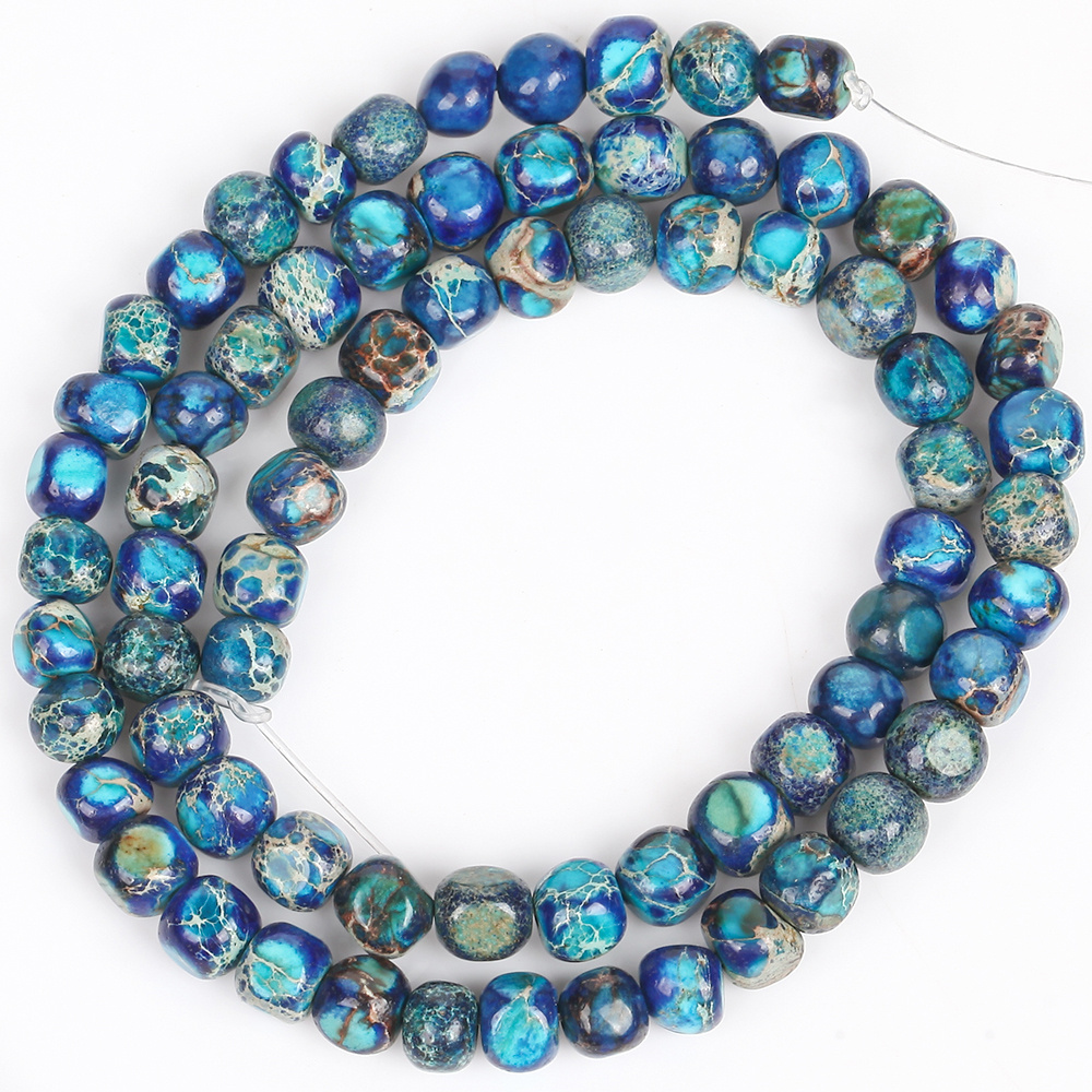 TEMU 68pcs Sea Sediment Turquoise Stone Beads - Square 5x5mm Genuine Mineral Beads, Turquoise Suitable For Jewelry Making Diy, Necklaces, Bracelets,