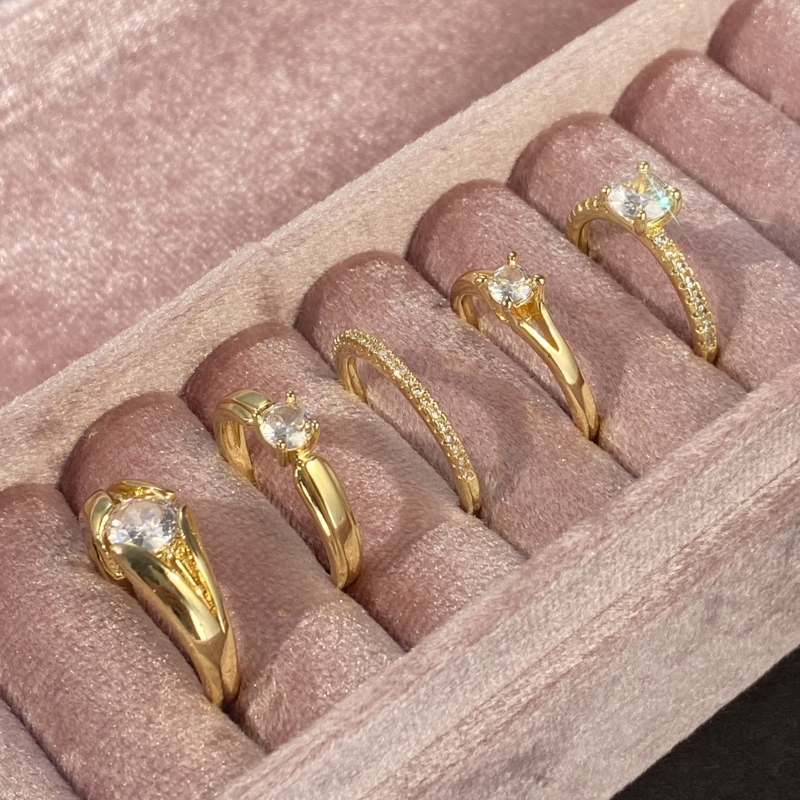 5pcs Plated Synthetic Zirconia Vintage Stackable Ring Set