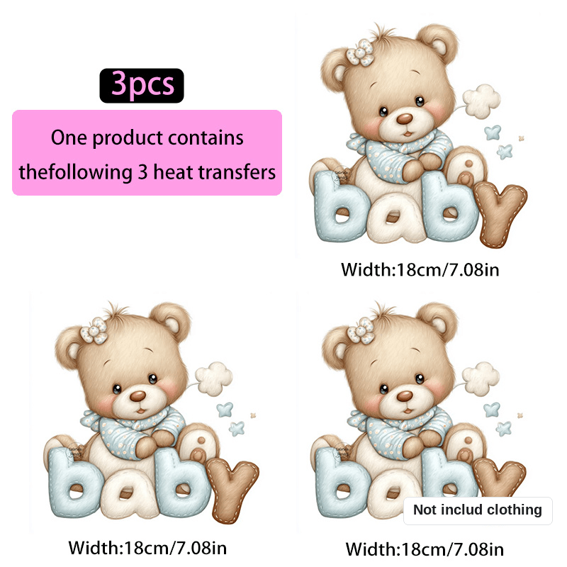 TEMU Oso Adorable, Parche de Transferencia de , Adecuado para Camisetas, Jeans, Sudaderas, Mochilas, Etc., Material de PVC, Transferencia