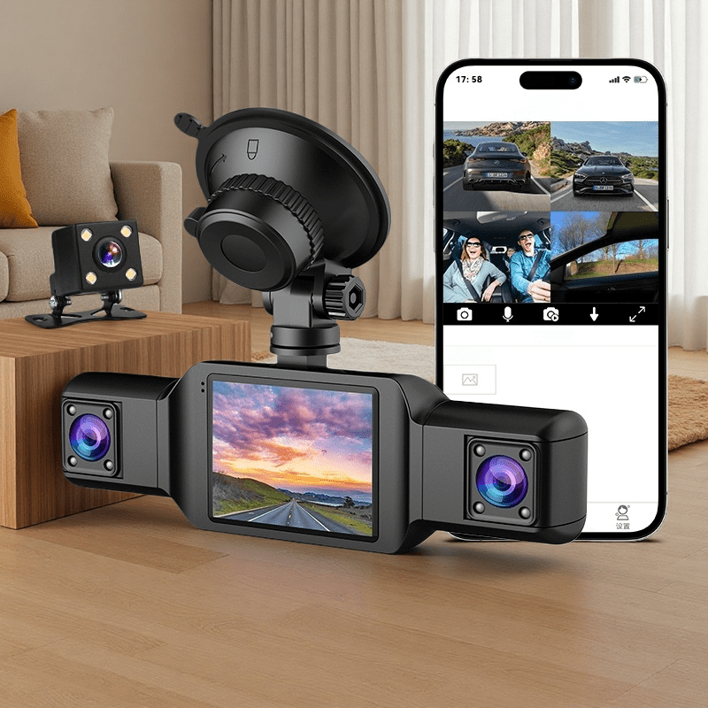 item picture 4 Channel Dashboard Camera with 360° View, 1080P Front And Rear Cameras, Left And Right Lenses, Vehicle DVR, Night Vision, G-Sensor, Loop Recording, 24-Hour Parking Surveillance, Automatic Video Recorder