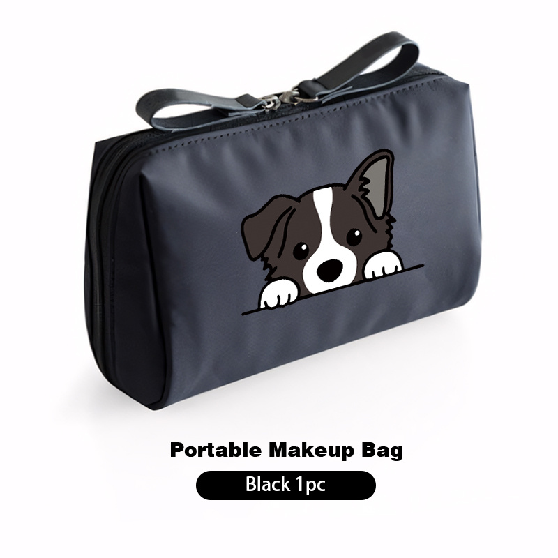 TEMU 【商品名】便利なポリエステル製のマキップバッグとトイレタリーポーチ。愛らしいコリーのデザインが特徴の付き。充実の収納スペースを備えたキュートで遊び心のあるコスメバッグは、外出する女性に最適です。