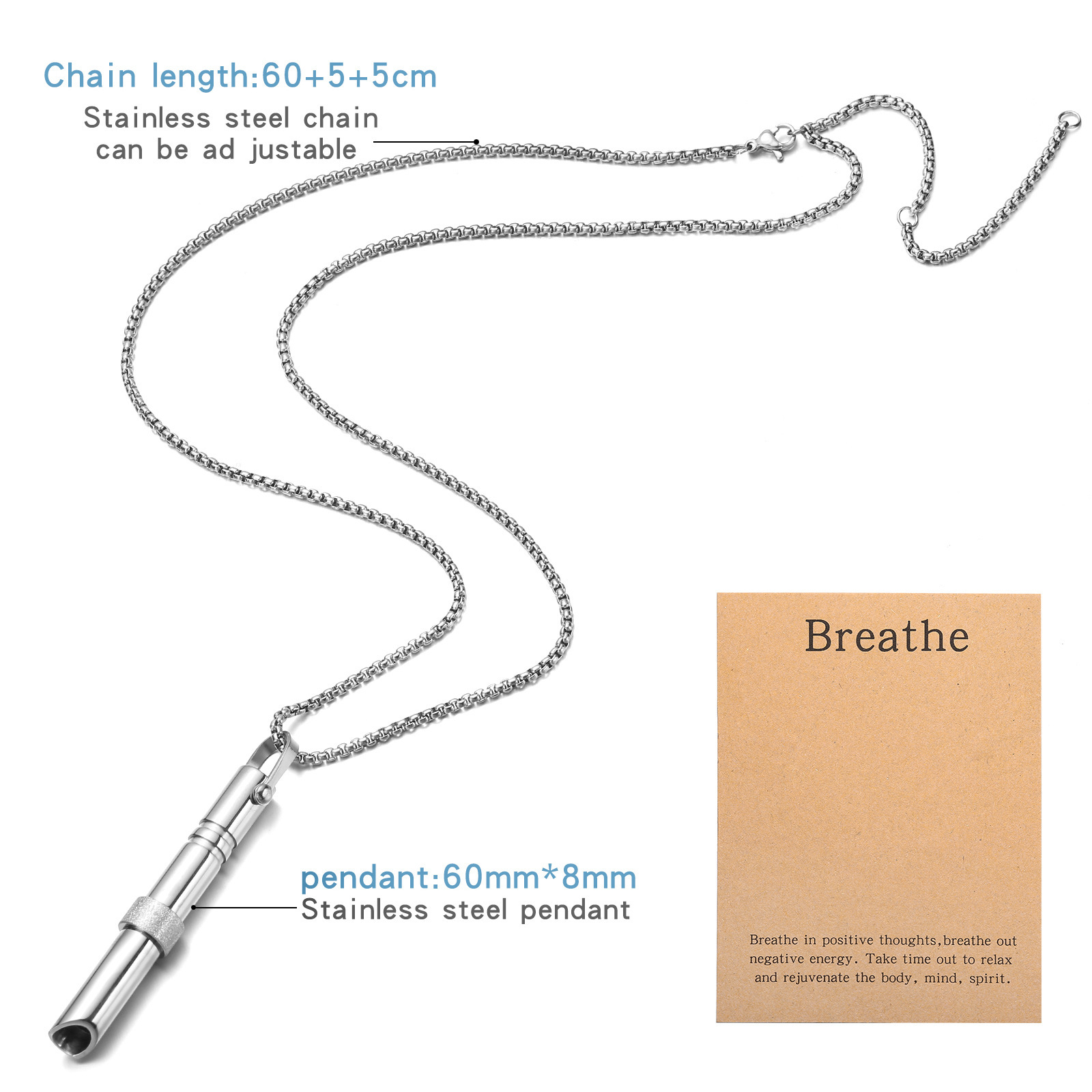 titanium steel meditation breathing necklace used to relieve anxiety   stress mindfulness breathing necklace suitable for womens mens breathing necklace tools relieve anxiety and stress meditation tools details 7