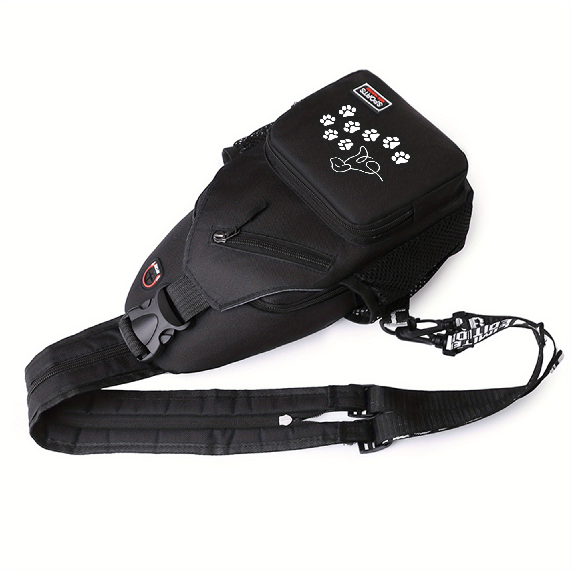 paw print silhouette printed waist bag versatile Temu