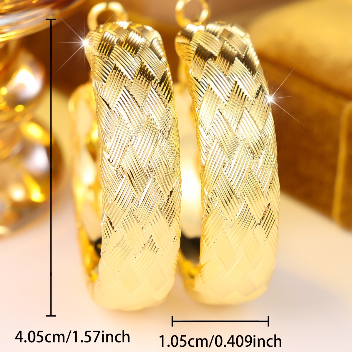 Plated Wide Hoop Earrings for Bridal Shower & Beach Wedding