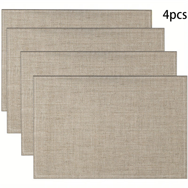 

Linen Place Mats Set - Woven 100% Linen Rectangular Table Mats, Heat Resistant, Machine Washable - In 4, 6, 8pcs For Dining And Coffee Tables