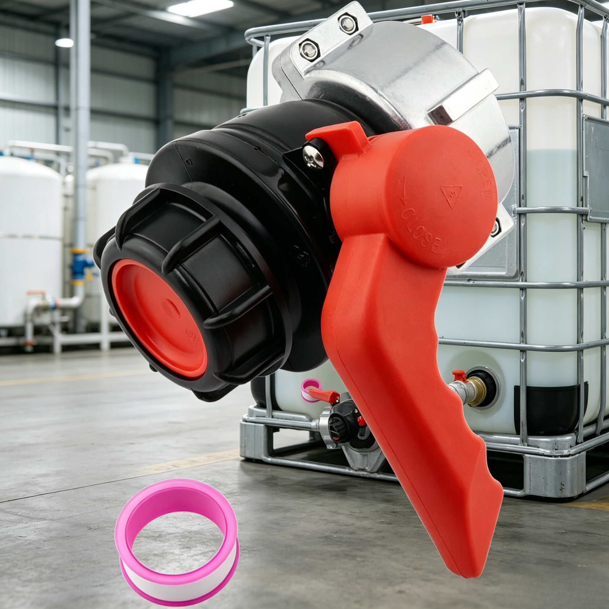 Image of 1pc Dn65 (80mm) Ibc Drum Plastic Ball Valve Adapter, Drain Shut-off Valve For Water Storage Tanks And Rainwater Barrels, Liquid Fitting For Water Tanks