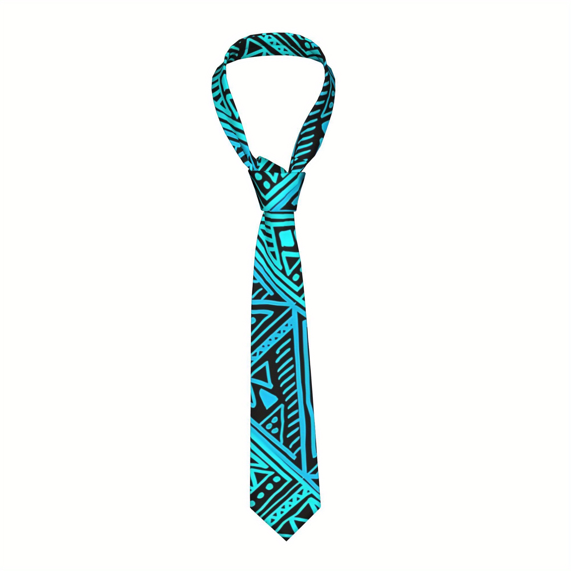 TEMU 1pc Men's Brown Formal & Casual Necktie - Soft Polyester Tie With Turquoise Accent, Machine Washable, Durable Weave For Weddings, Business