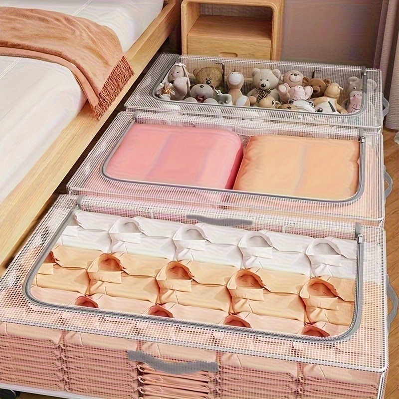 Set of 3 Transparent Under Bed Storage Boxes with Wheels