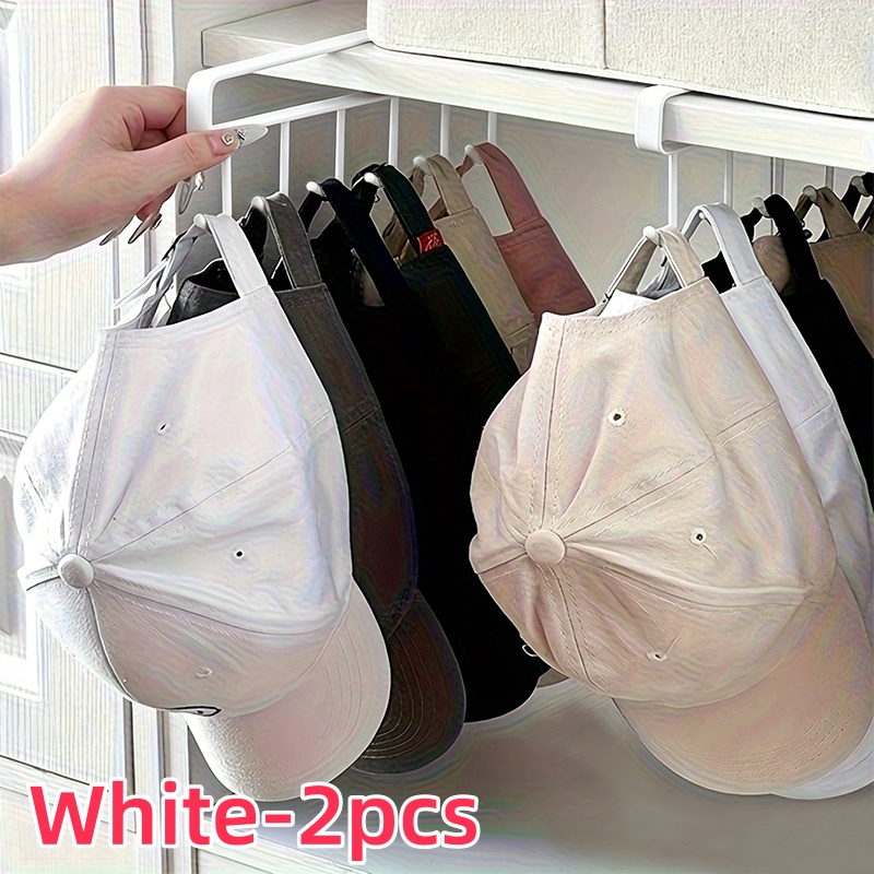 TEMU Hat Rack 2pcs Cabinet Hat Storage Hanger - 6-hook Multi-functional Home Organizer, Suitable For Scarves, Bags, And Accessories Storage, Space-