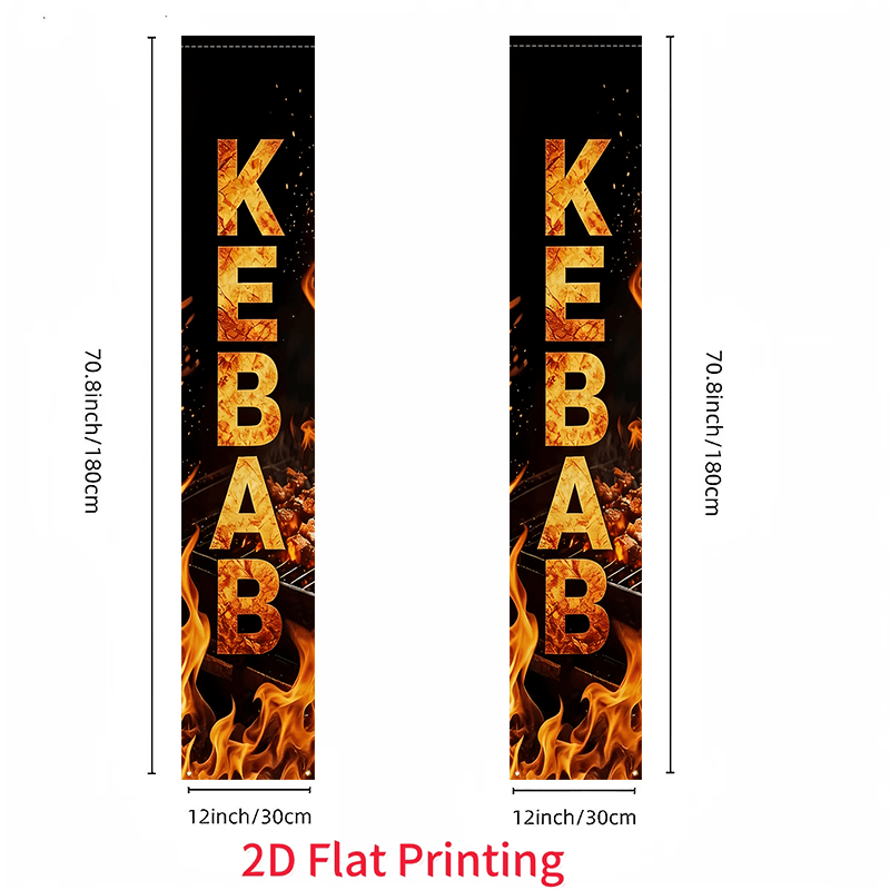 TEMU Bannière de rideau de porte 2D à plat, lot de 2, décoration sur le thème des brochettes de barbecue - Convient pour la en , les décorations de