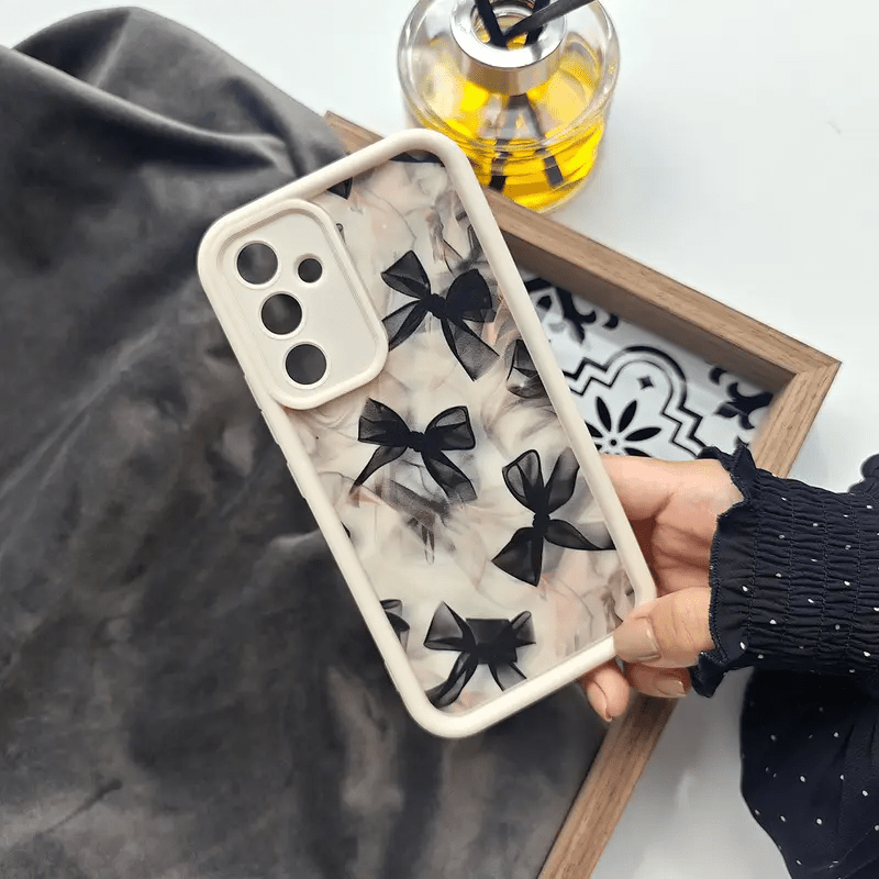 TEMU White High Bamboo Bow Marble Print Phone Case S24 Ultra/s24 Plus/s24/s23 Ultra/s23