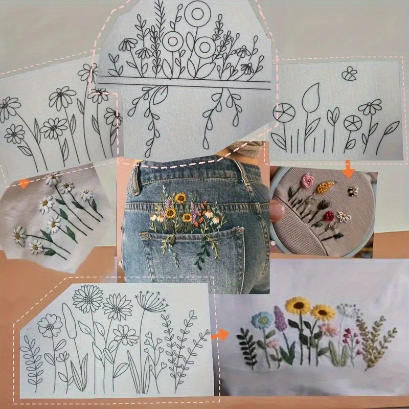 5pcs Water-Soluble Self-Adhesive Embroidery Patches