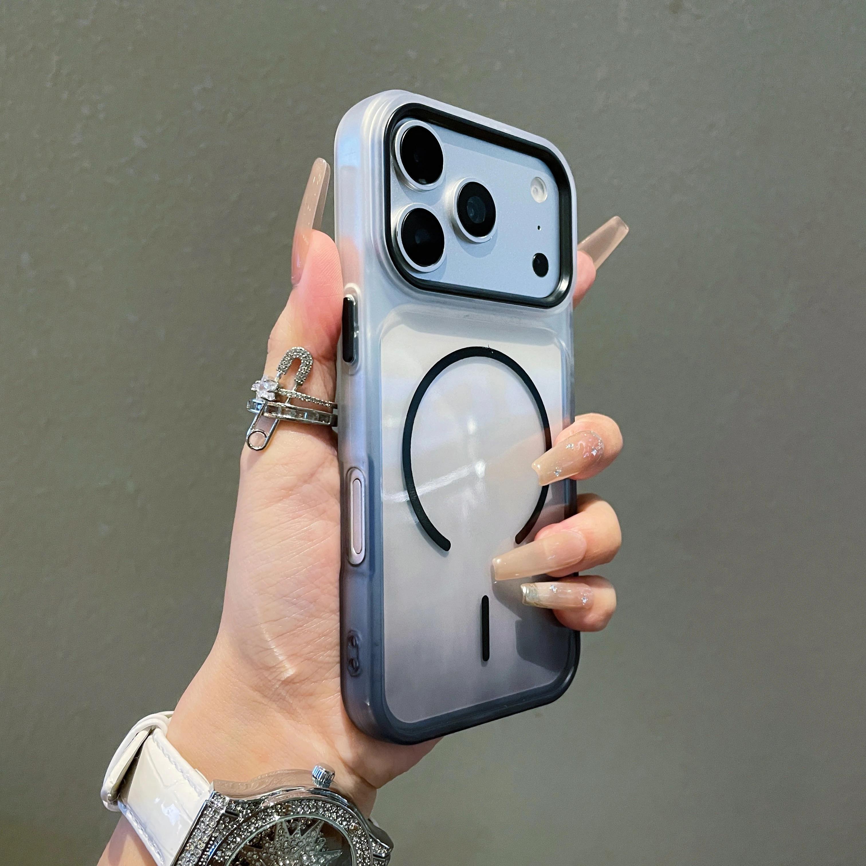 TEMU para teléfono: de lujo con carga inalámbrica y degradado, compatible con iPhone 18/17/16/15/14/13 Pro , cubierta a prueba de golpes, compatible