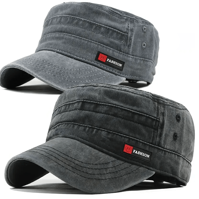 2pcs Adjustable Flat Top Hat, Lightweight And Versatile For Outdoor Activities - Stylish Black, Perfect Gift For Dad, Perfect For Parties And