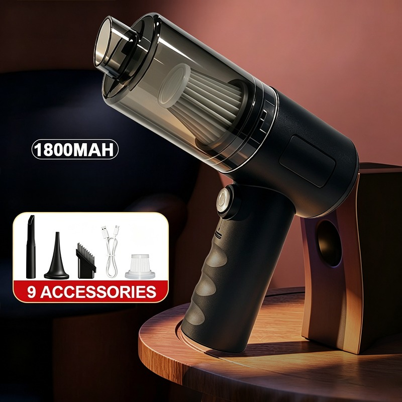 TEMU Car Cleaning Blower Vacuum Cleaner For Car, High Power Wireless Rechargeable Handheld Vacuum, 3000pa Strong Suction, 1800mah , Mini - Design,