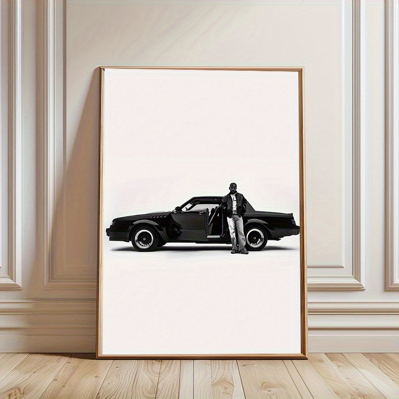 TEMU 2d Flat, 2d Flat, A Frameless Canvas Rap Music Poster - A Blend Of Vintage And Modern Decorative Art Streetwear Aesthetics, Featuring Black And