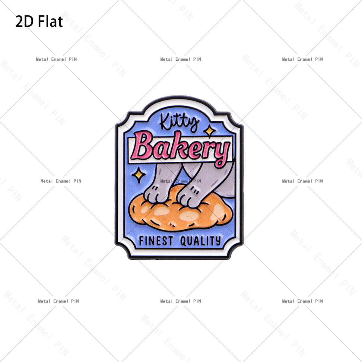 TEMU Broche 2D Plate 1pc Kitty Bakery Émail Signe Pétrir Métal Revers Broche Chapeau Sac à Dos Badge Amoureux de Chat Pâtisserie Alimentation Bijou