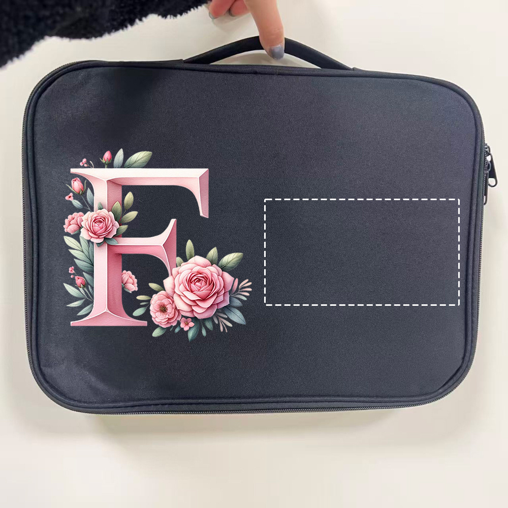 Custom Floral Initial Laptop Tote Bag with Monogram