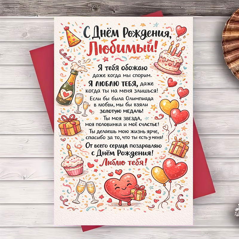2pcs Romantic Birthday & Anniversary Greeting Card Suitable For Him With Matching Envelope - Bilingual English/ Love Letter Card For Husband, - To Another - For Special Moments (2-in-1)