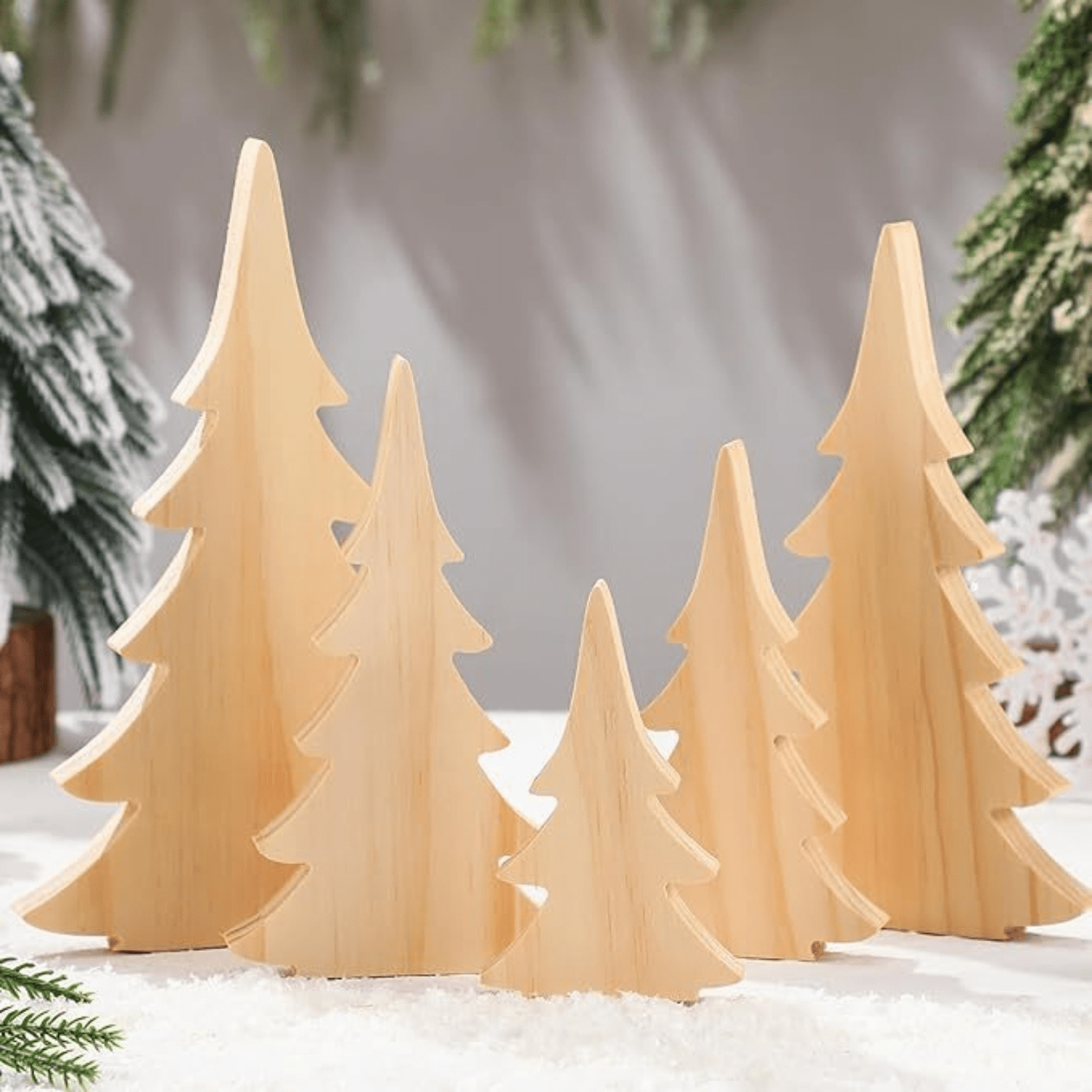 TEMU Set da 5 pezzi di statuine non finite per San Valentino/Natale, regalo fai da te, decorazioni per le feste per San Valentino e altre , in legno
