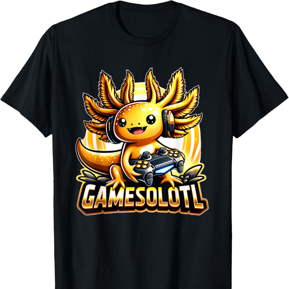 

Gamesolotl Axolotl Gamer Kawaii T-shirt Fabric, Breathable, Comfortable Short Sleeve Tees Birthday Gift To Teens