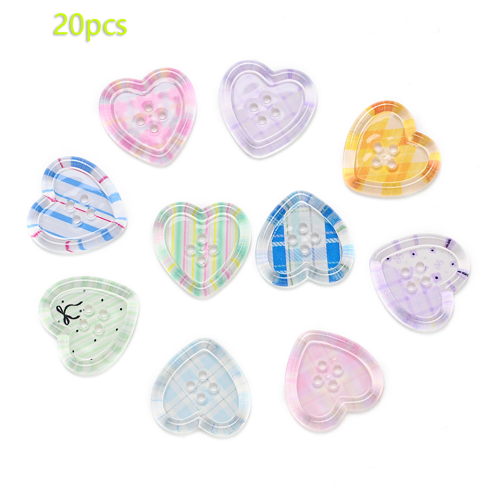 TEMU 20pcs 24mmx24mm Acrylic Heart Buttons | Mixed Color Fashionable Buttons - Suitable For , Shoes, Accessories, Phone Decoration - Mixed Buttons,
