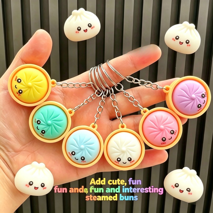 6 random color dumpling shaped stress relief keychains unisex soft and smooth to the touch suitable for adults to relax their   while working outdoors and at home a keychain set can help   concentration