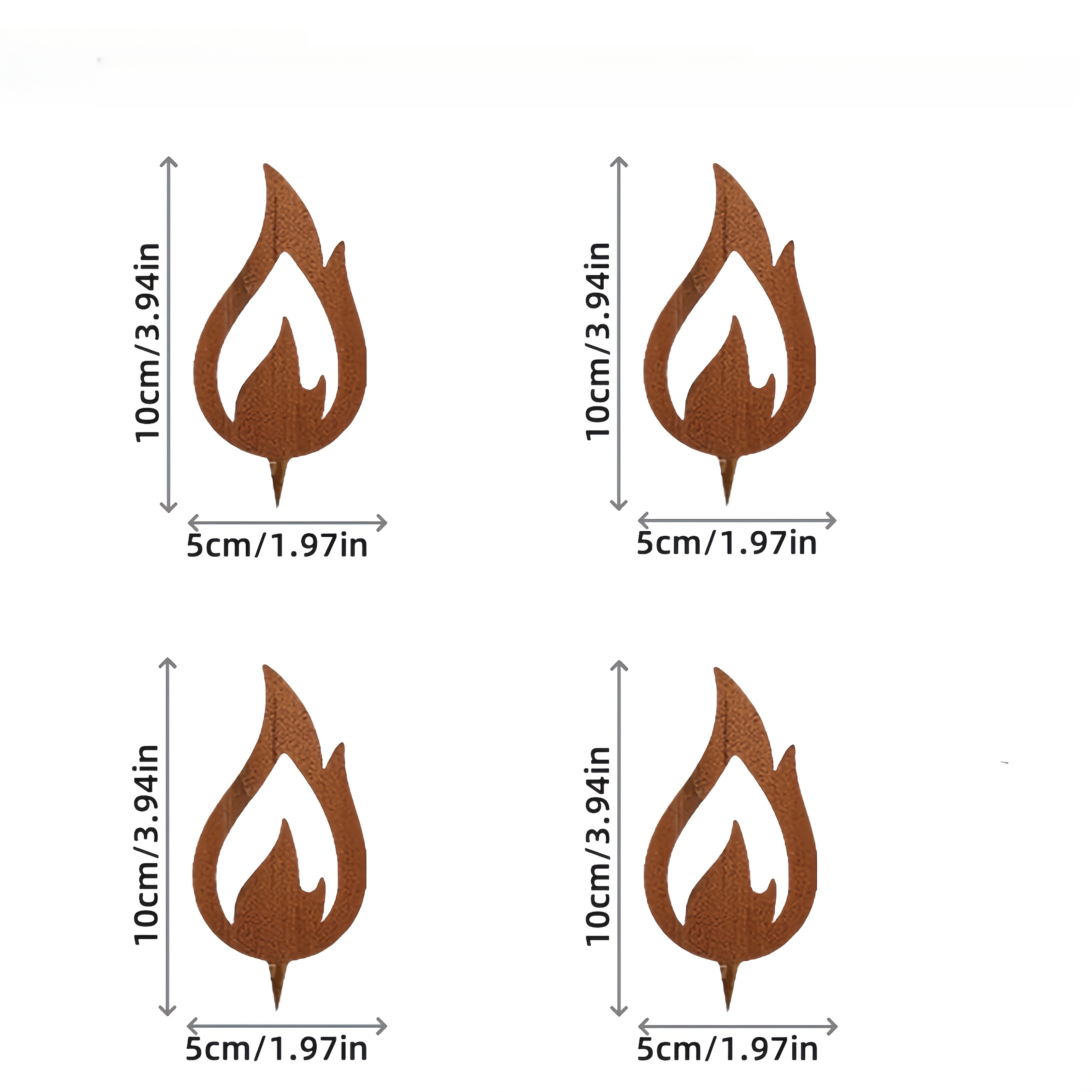 TEMU 2d Flat - 4pcs 2d Flat Acrylic, Country Style Flame Garden - Realistic Fire Effect Yard Decor, No Electricity Needed, Durable Plastic Material