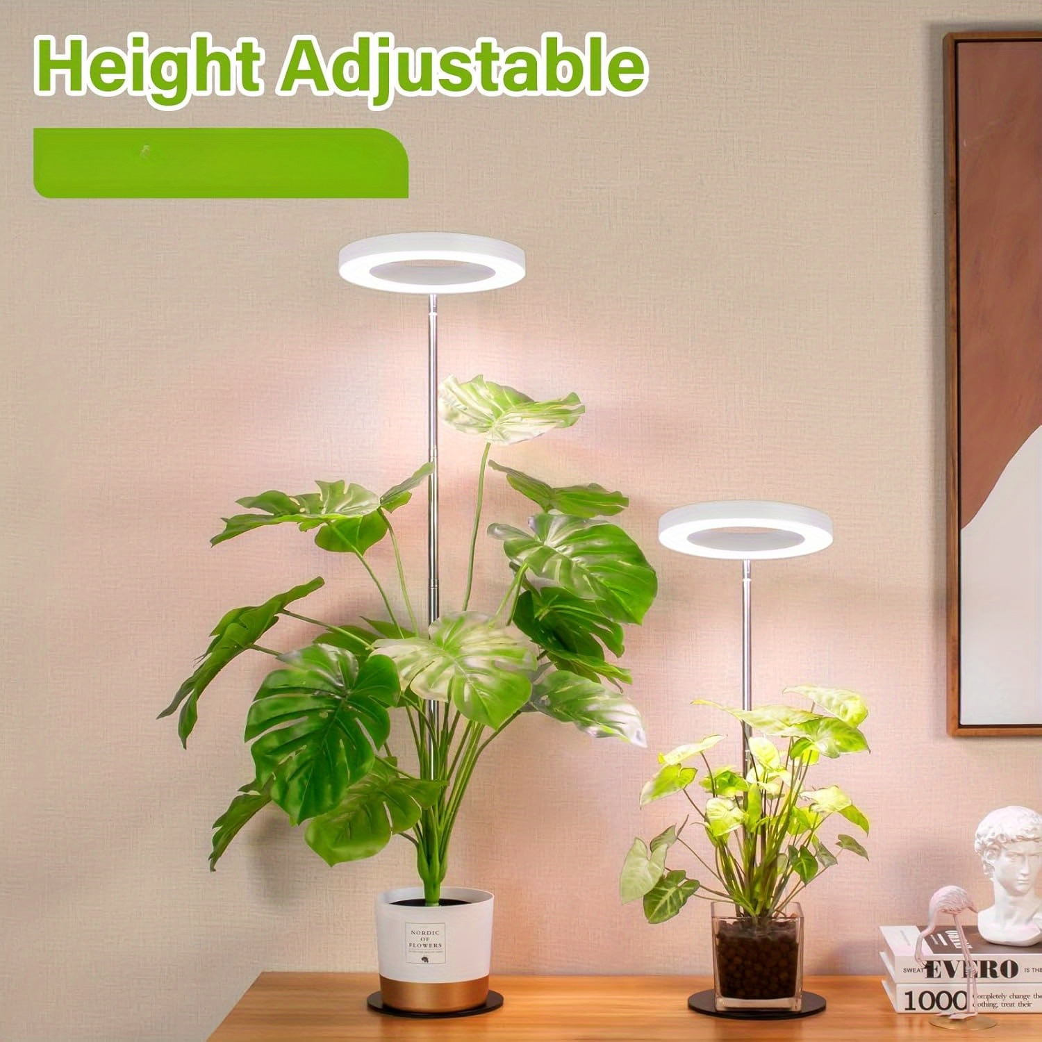 item picture indoor led light for   featuring   capabilities a desktop design an automatic timer with settings for 4 8 or 12 hours four brightness levels and adjustable height