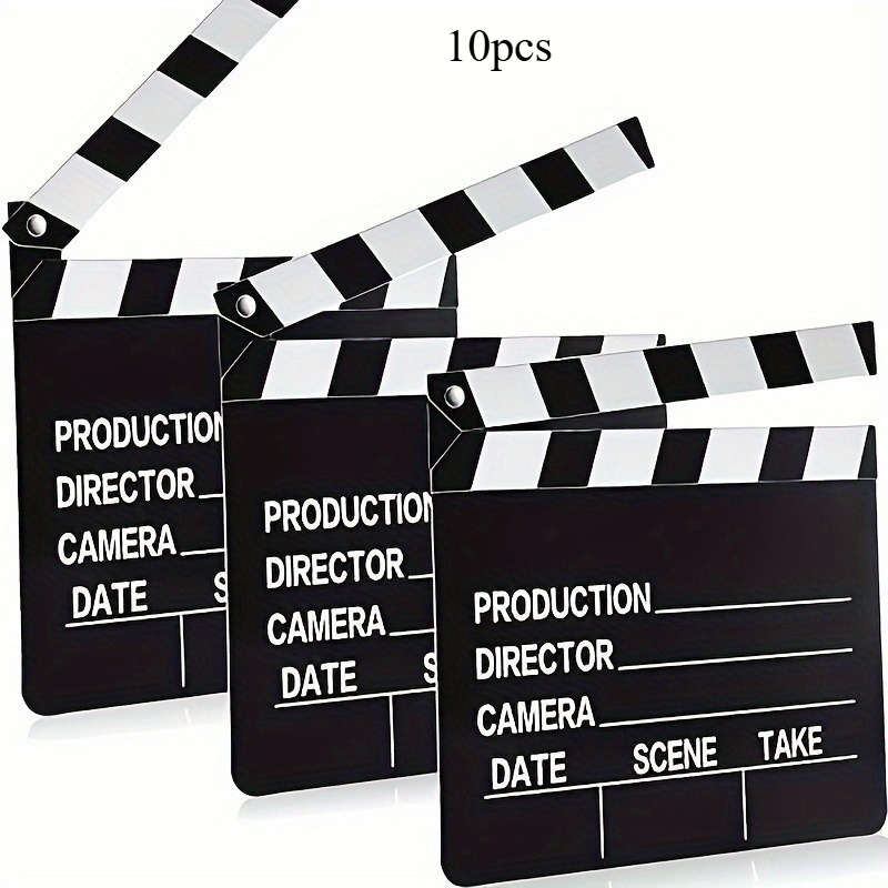 TEMU Set Of 10 Movie Clapperboards, Measuring 7 X 8 Inches, Made Of Cardboard. Boards Are Perfect For Marking Cut Scenes In Films And Can Be Used
