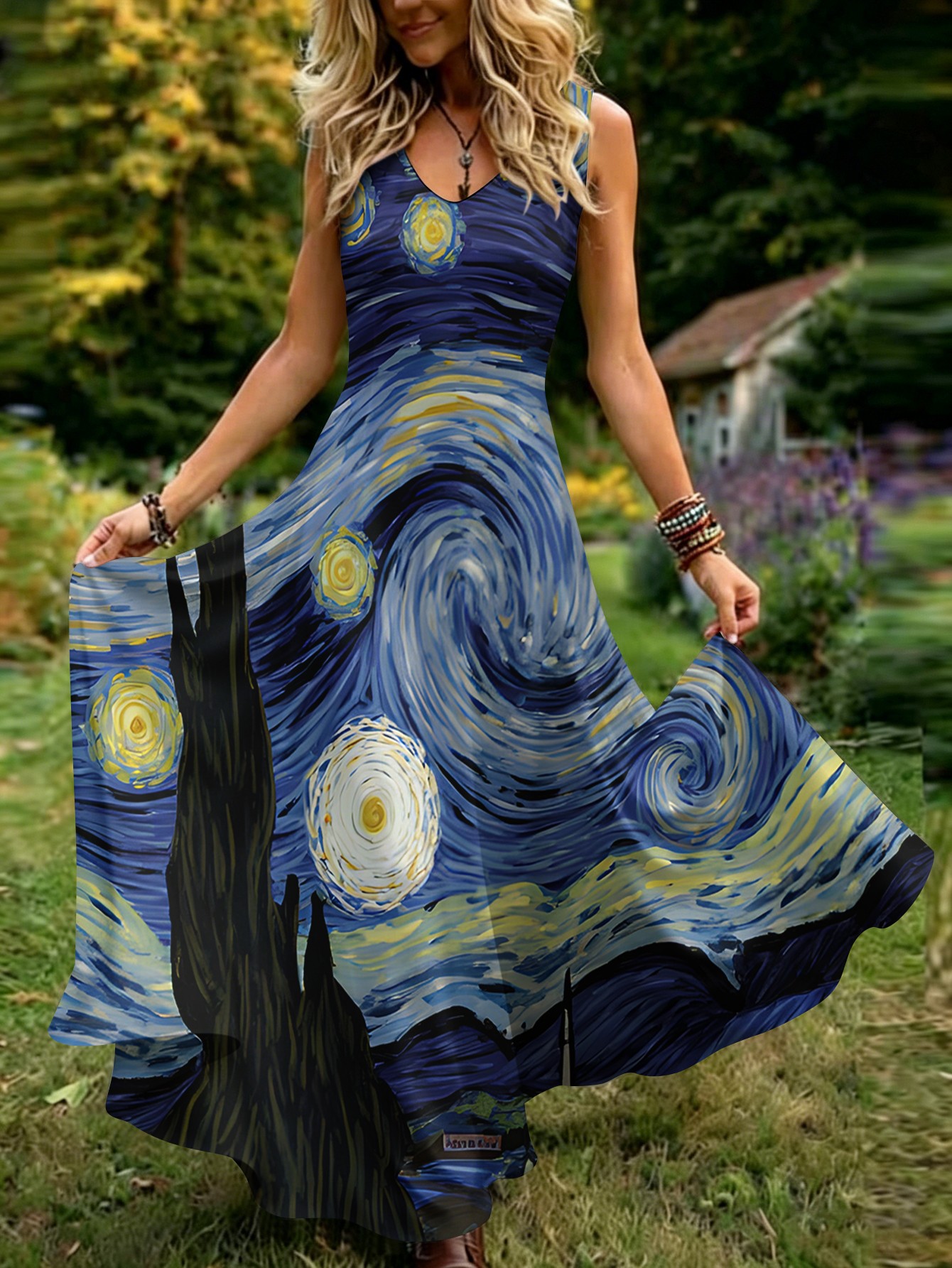 Fashion Dresses Temt Dresses DP022037 Women's Paisley Print V-Neck Batwing  Sleeve Maxi Dress A-Line