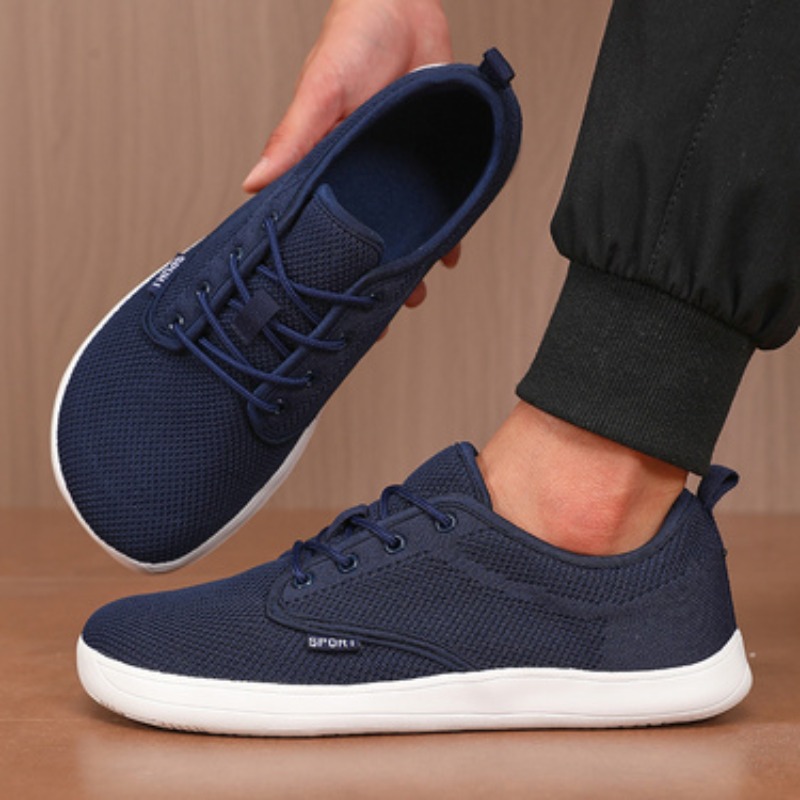 TEMU Men's Wide Width Sneakers Suitable For Home, Commuting & Walking - Breathable Mesh Low-top Lace-up Shoes With Soft Sole Cushioning, Lightweight