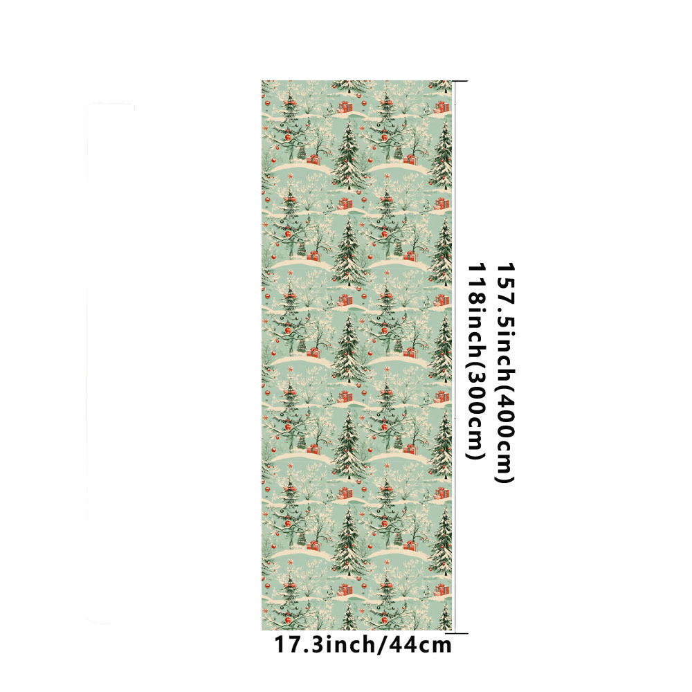 TEMU 1 Rouleau de Vintage de Noël - Design Rétro et Neige, Emballage Cadeau de Fête avec Thème Hiver , Élégant pour Tous les Emballages (1 Rouleau) -