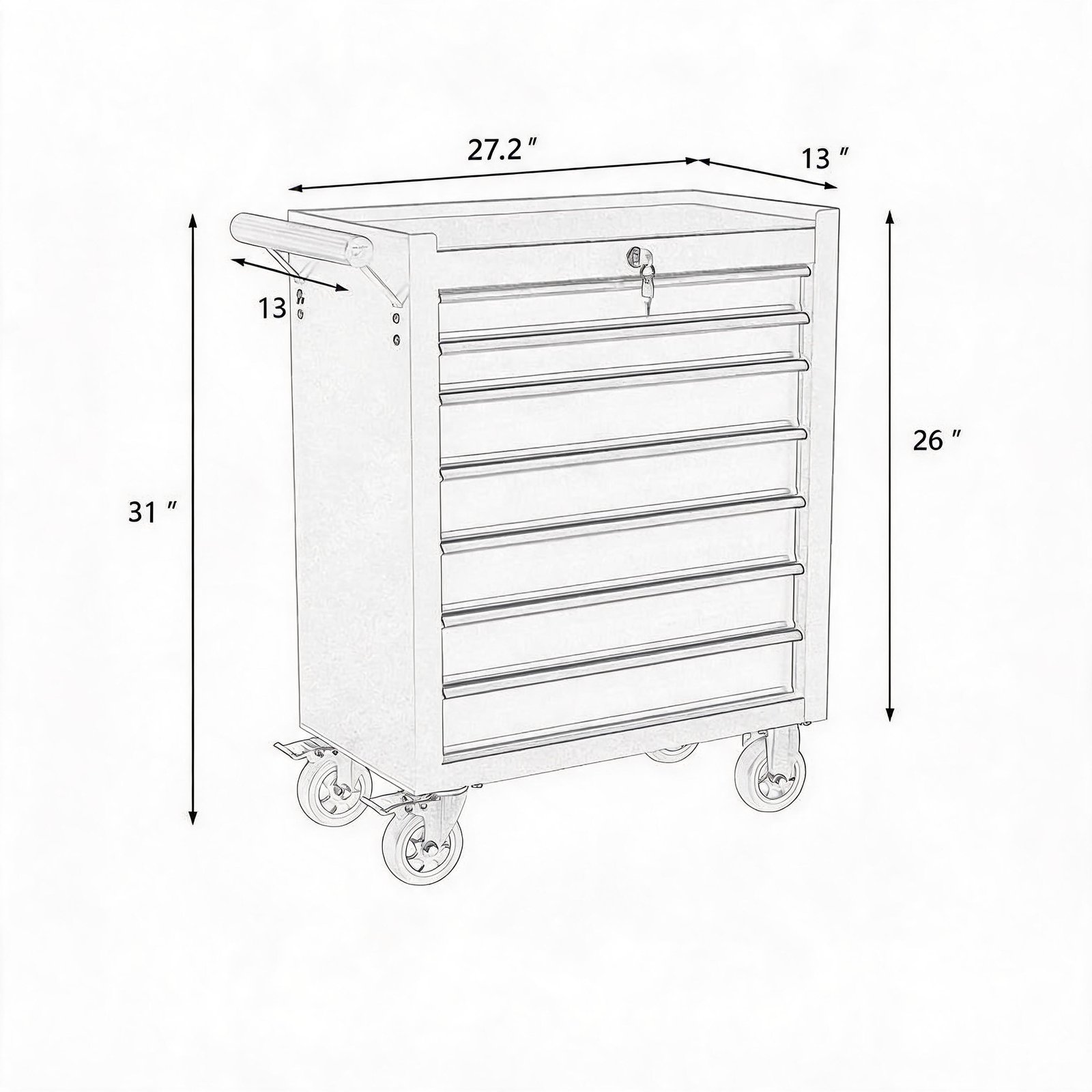 7 drawer metal rolling toolbox with wheels tool storage cabinet with locking system garage toolbox on wheels workshop maintenance workshop