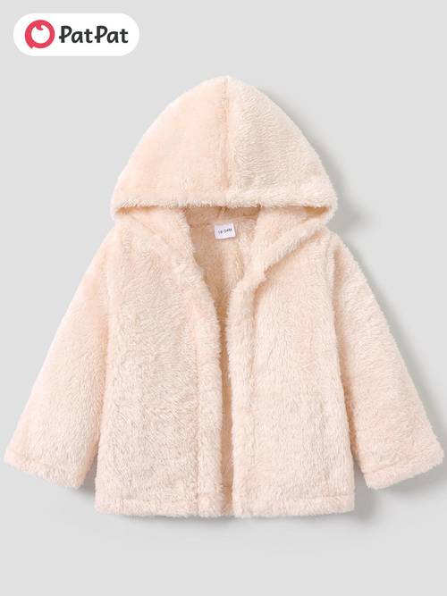 basic solid color hooded coat for toddler and in polar fleece