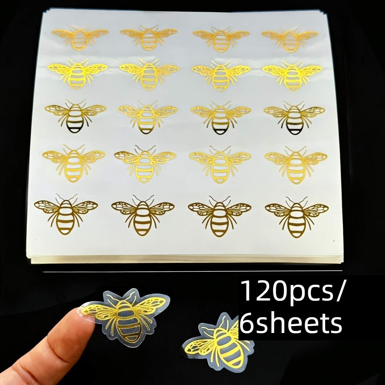 TEMU 120pcs Bee Stickers, 1.5 Inch Envelope Seal, Clear Self Adhesive Bee Labels, Personalized Gift Stickers For Gift Wrapping Cupcakes Party Favor