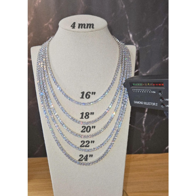 TEMU Moissanite Tennis Chain Necklace, Unisex, Featuring A 4mm Tennis Setting And Vvs1 . This Versatile Collar Necklace, With Cross And Heart, Is