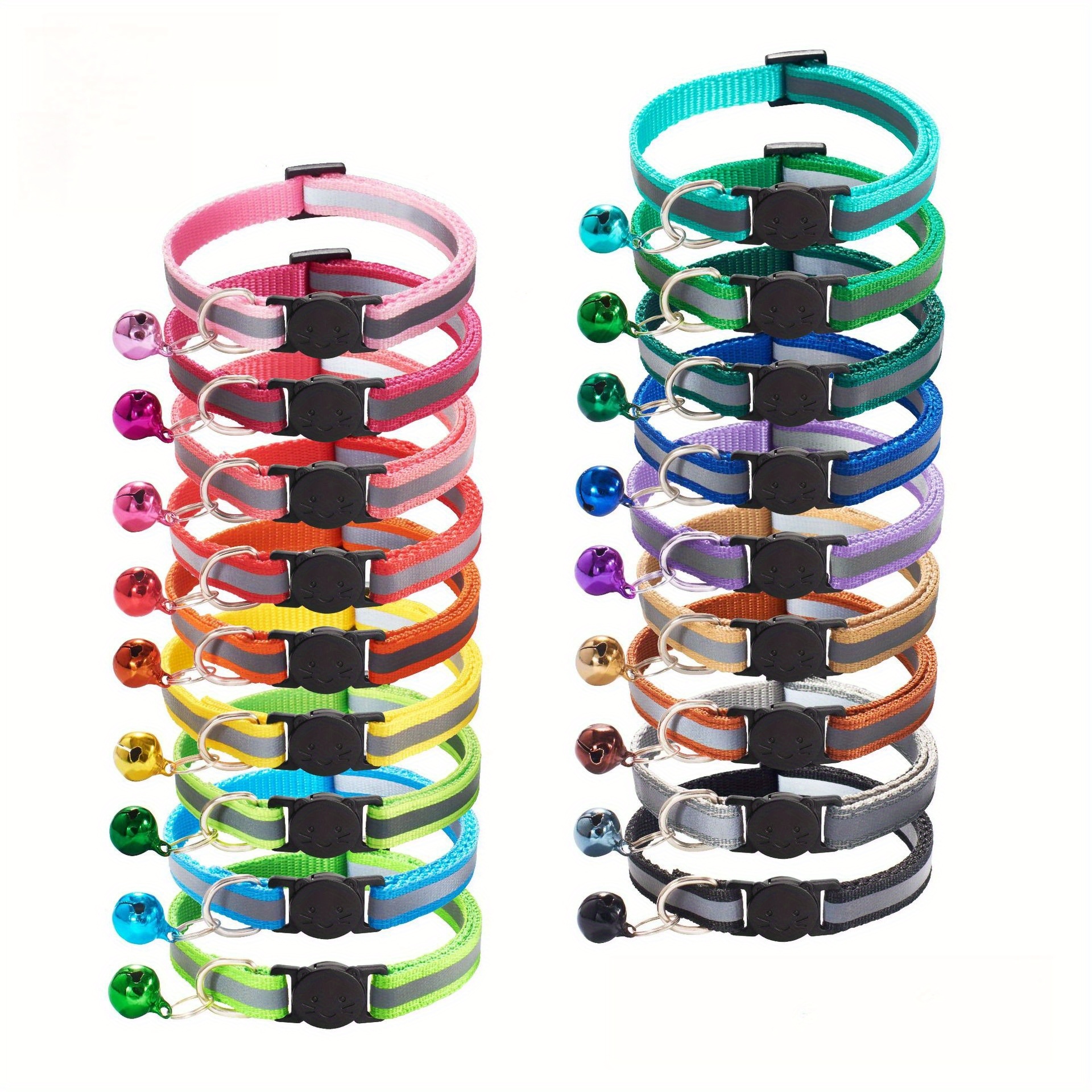 TEMU 18 Night Reflective Black Cat Head Safety Collars For Cats (dogs), Pet Cats, Bell Collars, Dog Collars, Without Battery