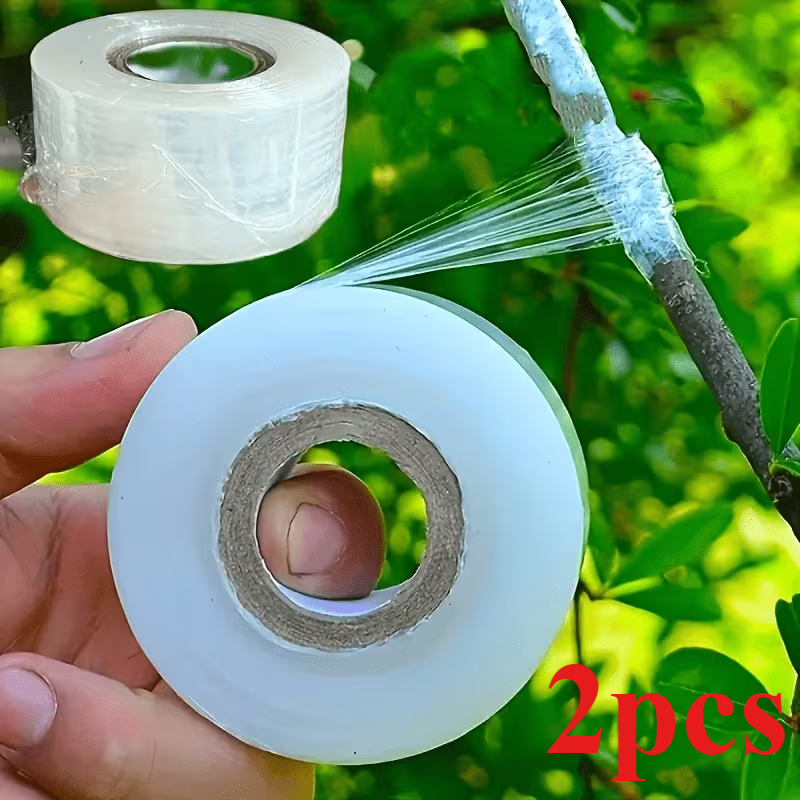 TEMU 2 rollos de cinta de jardinería autoadhesiva transparente extralarga aleatoria, cinta multifuncional para de plantas, fijación y cuidado de