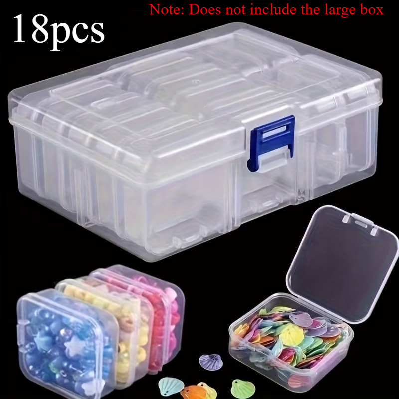 TEMU Lot de 18 boîtes de rangement transparentes pour bijoux, contenants de rangement pour perles plateaux amovibles, convient pour les perles, les
