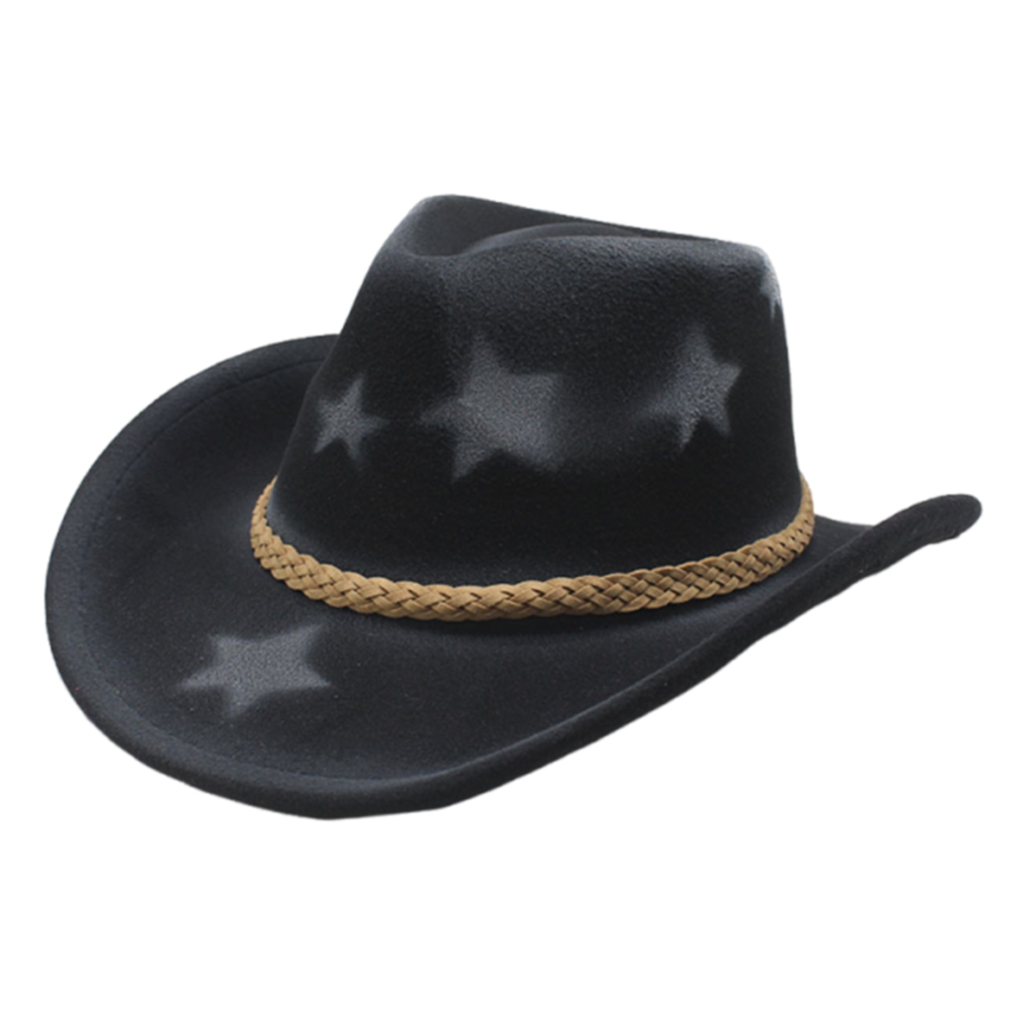 pattern felt cowgirl hat men women roll wide - Temu display picture 1